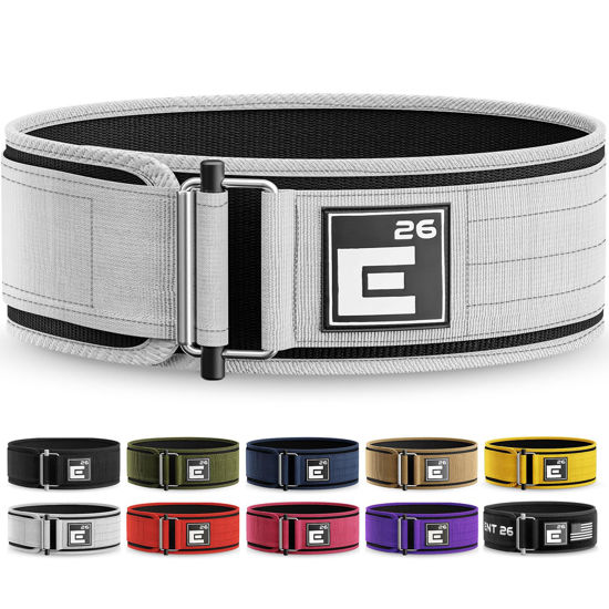 Picture of Self-Locking Weight Lifting Belt | Premium Weightlifting Belt for Serious Functional Fitness, Weight Lifting, and Olympic Lifting Athletes (Extra Large, White)