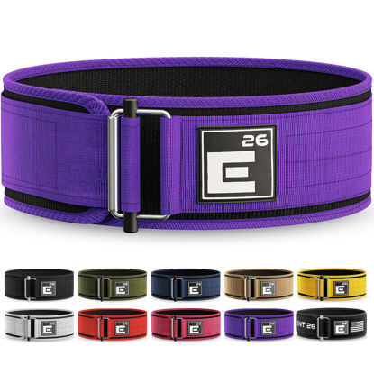 Picture of Self-Locking Weight Lifting Belt | Premium Weightlifting Belt for Serious Functional Fitness, Weight Lifting, and Olympic Lifting Athletes | (Small, Purple)