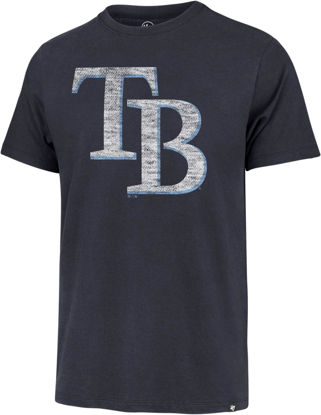 Picture of MLB Men's Distressed Imprint Match Team Color Primary Logo Word Mark T-Shirt (Tampa Bay Rays Navy, Small)