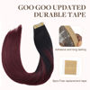 Picture of GOO GOO Tape in Hair Extensions Human Hair, 1/99 Balayage Jet Black to Red, 12inch 40g 20pcs, Thick Ends Straight Seamless Tape in, Invisible Tape in Hair Extensions Human Hair