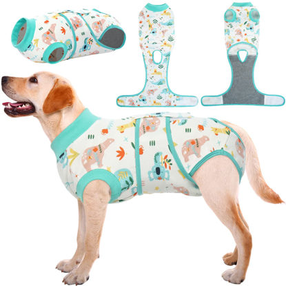 Picture of Kuoser Recovery Suit for Dogs Cats After Surgery, Professional Pet Recovery Shirt Dog Abdominal Wounds Bandages, Substitute E-Collar & Cone,Prevent Licking Dog Onesies Pet Surgery Recovery Suit