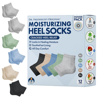 Picture of Dr. Frederick's Original Moisturizing Heel Socks for Cracked Heel Treatment - 6 Pairs - Heel Socks for Dry Cracked Feet - Cracked Heel Repair - Heal Dry Heels - Foot Care for Women & Men - Power Pack