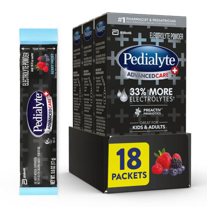 Picture of Pedialyte AdvancedCare Plus Electrolyte Powder, with 33% More Electrolytes and PreActive Prebiotics, Berry Frost, Drink Powder Packets, 0.6 oz, 18 Count