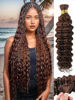 Picture of Ombre Braiding Hair 100g 18 Inch P4/30 Deep Water Wave 2 Bundle Bulk Human Hair for Braiding Brazilian Virgin Highlight Curly Extensions for Boho Braids Wet and Wavy Honey Blonde Brown Braiding Hair