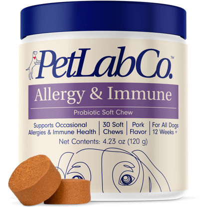 Picture of PetLab Co. Allergy & Immune Probiotics for Dogs, Support Seasonal Allergies, Gut & Digestive Health - Pork Flavor - 30 Soft Chews