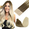 Picture of GOO GOO Tape in Hair Extensions Human Hair, 9/60 Balayage Ash Brown to Platinum Blonde,20inch 30g 10pcs, Thick Ends Straight Seamless Tape in, Invisible Tape in Hair Extensions Human Hair