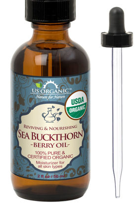 Picture of US Organic Sea Buckthorn Berry (Fruit) Oil, Supercritical CO2 extracted, USDA Certified Organic,100% Pure Virgin, Unrefined in Amber Glass Bottle, Face, Hair, spot treatment, Anti Aging, 2 oz (56 ml)