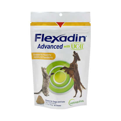 Picture of Vetoquinol Flexadin Advanced Dog Hip and Joint Supplement with UC-II Collagen, One Chew a Day Hip and Joint Support Chew for Dogs and Cats, Clinically Proven Vet-Approved Formula, 30 Chews