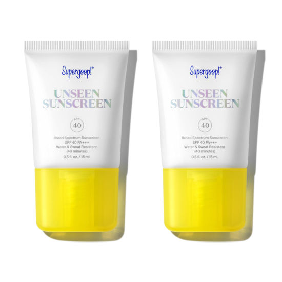 Picture of Supergoop! Unseen Sunscreen - SPF 40 - .5 fl oz - Pack of 2 - Invisible, Broad Spectrum Face Sunscreen - Weightless, Scentless, and Oil Free - For All Skin Types and Skin Tones