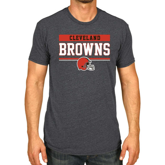 Picture of Team Fan Apparel NFL Adult Team Block Tagless T-Shirt - Cotton Blend - Charcoal - Perfect for Game Day - Comfort and Style (Cleveland Browns - Black, Adult Small)