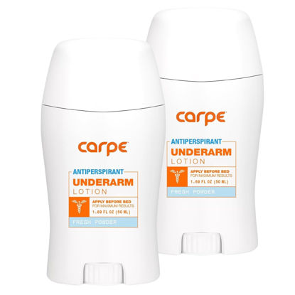 Picture of Carpe Underarm Antiperspirant and Deodorant, Clinical strength with Fresh Powder scent, Combat excessive sweating Stay fresh and dry, Great for hyperhidrosis (Pack of 2)