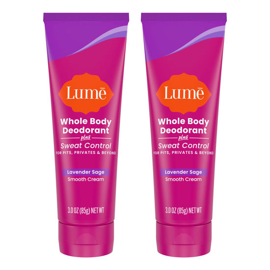 Picture of Lume Whole Body Deodorant Plus Sweat Control - Smooth Cream Tube - 72 Hour Odor And Sweat Control - Baking Soda Free, Skin Loving - 3.0 ounce (Lavender Sage)