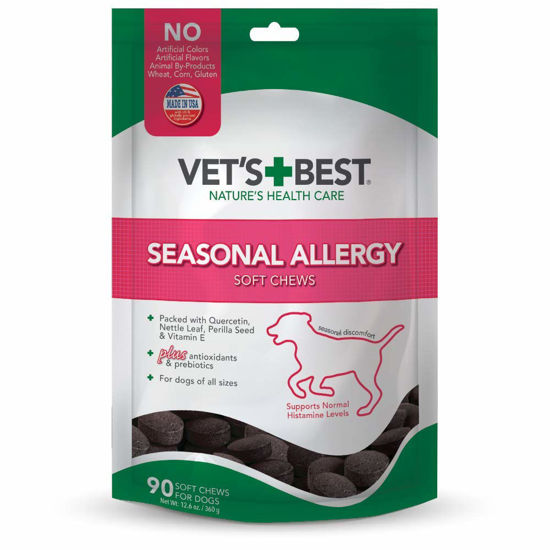 Picture of Vet's Best Seasonal Allergy Soft Chew Dog Supplements | Soothes Dogs Skin Irritation Due to Seasonal Allergies | Maintain Histamine Levels | 90 Day Supply