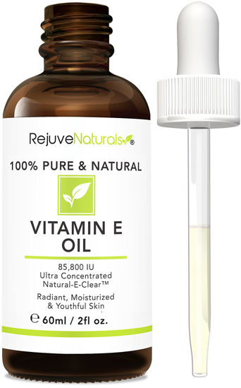 Picture of Vitamin E Oil - 100% Pure & Natural, 85,800 IU. Repair Dry, Damaged Skin from Surgery & Acne, Age Spots & Wrinkles. Boost Collagen for Moisturized, Youthful-looking Skin. d-alpha tocopherol, 2 Fl Oz