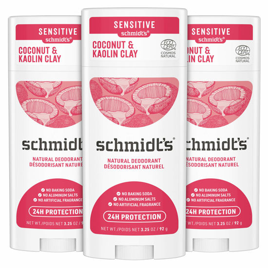 Picture of Schmidt's Aluminum Free Coconut & Kaolin Clay Deodorant for Sensitive Skin, 3.25 oz, 3 Pack