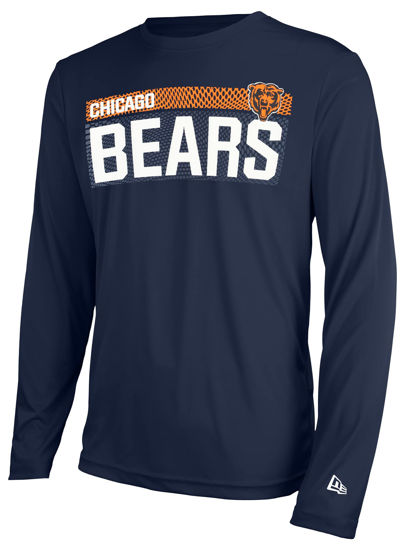 Picture of New Era mens NFL Measured Dri-Tek Long Sleeve Pro Football Tagless T-Shirt, Chicago Bears Navy, X-Large