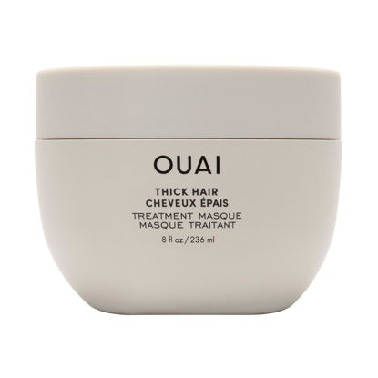 Picture of OUAI Thick Hair Mask - Hair Treatment Masque with Almond Oil, Olive Oil, & Hydrolyzed Keratin to Restore Damaged Hair - Phthalate & Paraben Free Hair Masque (8 fl oz)