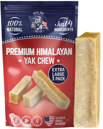 Picture of Devil Dog Pet Co Yak Cheese Dog Chews - Premium All Natural Dog Treats for Aggressive Chewers - Long Lasting, Limited Ingredient and Odorless - USA Veteran Owned Business (Extra Large - 3 Pack)