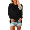 Picture of Women's Tunic Tops 2023 Trendy Raglan Long Sleeves T-Shirts Solid Color/Christmas Graphic Tees Sweatshirts Pullover Hot Style Black Small