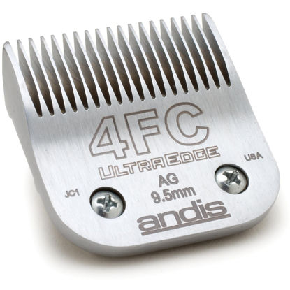 Picture of Andis - 64123, Ultra Edge Detachable Dog Clipper Blade - Carbon-Infused Steel, Long-Lasting Sharp Edges with Deep Teeth, Removes Hair 3/8-Inch (9.5 mm) - Fits AG, AGC, BDC Models - Size-4 FC, Chrome