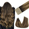 Picture of GOO GOO Tape in Hair Extensions Human Hair, 4D/14/5B Brunette Balayage, 22inch 30g 10pcs, Thick Ends Straight Seamless Tape in, Invisible Tape in Hair Extensions Human Hair