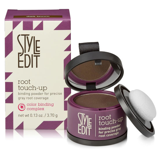 Picture of Style Edit Root Touch Up Powder | Mineral Infused Dark Brown Hair Color Concealer for Grays and Roots Coverage | 0.13 oz. Tub