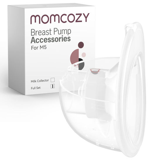 Picture of Momcozy Full Set Collector Cup Only Compatible with Momcozy M5 NOT for Others. Original M5 Breast Pump Replacement Accessories (160ml, with Double-Sealed Flange 24mm)