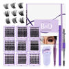 Picture of Lash Extension Kit Lash Cluster B&Qaugen DIY Eyelash Extension Kit Eyelash Clusters with Mascara Brush Eyelash Glue Remover Lash Applicators for DIY Eyelashes Extensions (Kit,Lashbook 02)