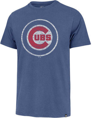 Picture of MLB Men's Distressed Imprint Match Team Color Primary Logo Word Mark T-Shirt (Chicago Cubs Blue, Small)