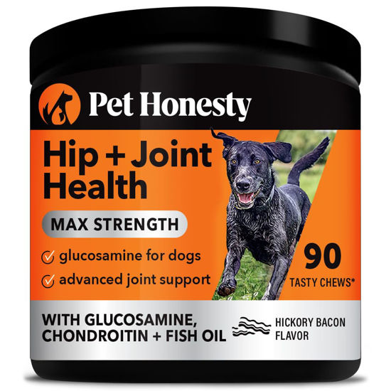 Picture of Pet Honesty Hip & Joint Health Max Strength - Natural Joint Supplement for Dogs Chews - Glucosamine, Omega-3s, Chondroitin, Green Lipped Mussel - Help Improve Mobility, May Reduce Discomfort (90 ct)