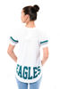 Picture of Ultra Game NFL Philadelphia Eagles Womenss Soft Mesh Jersey Varsity Tee Shirt, White, Large