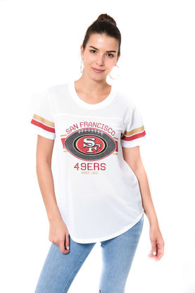 Picture of Ultra Game NFL San Francisco 49ers Womenss Soft Mesh Jersey Varsity Tee Shirt, White, Medium