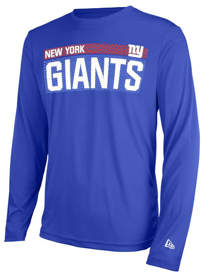 Picture of New Era mens NFL Measured Dri-Tek Long Sleeve Pro Football Tagless T-Shirt, New York Giants Royal, X-Large