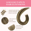 Picture of GOO GOO Tape in Hair Extensions Human Hair, 4/27/4 Balayage Chocolate Brown to Caramel Blonde, 10inch 60g 40pcs, Thick Ends Straight Seamless Tape in, Invisible Tape in Hair Extensions Human Hair