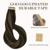 Picture of GOO GOO Tape in Hair Extensions Human Hair, 2/6 Dark Brown Highlighted Chestnut Brown, 14inch 50g 20pcs, Thick Ends Straight Seamless Tape in, Invisible Tape in Hair Extensions Human Hair