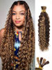 Picture of Ombre Braiding Hair Water Wave 100g 16 Inch P4/27 Honey Blonde Deep Wave Bundles Bulk Human Hair for Braiding Brazilian Highlight Curly Hair Extensions for Boho Braids Wet and Wavy Human Braiding Hair