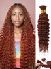 Picture of Ginger Braiding Hair 100g 16 Inch Deep Water Wave Bulk Human Hair for Braiding 2 Bundle 10A Brazilian Virgin Copper Curly Human Hair Extensions for Boho Braids Wet and Wavy Dark 350 Braiding Hair