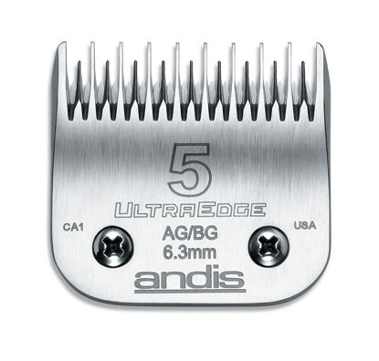 Picture of Andis Carbon Infused Steel UltraEdge Dog Clipper Blade, Size-5 Skip Tooth, 1/4-Inch Cut Length (64079),Chrome