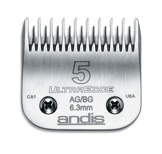 Picture of Andis Carbon Infused Steel UltraEdge Dog Clipper Blade, Size-5 Skip Tooth, 1/4-Inch Cut Length (64079),Chrome