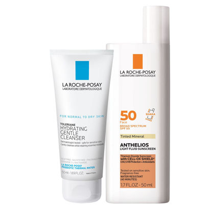 Picture of La Roche-Posay Anthelios Tinted SPF 50 Sunscreen & Toleriane Gentle Cleanser Travel Set - With Titanium Dioxide & Niacinamide