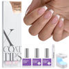 Picture of btartboxnails XCOATTIPS French Gel Nails - Short Coffin Nails Tips with Nail Gel, French Protecing Duo, Nail Lamp, All in One Soft Gel French Tip Press on Nails Gel Extension