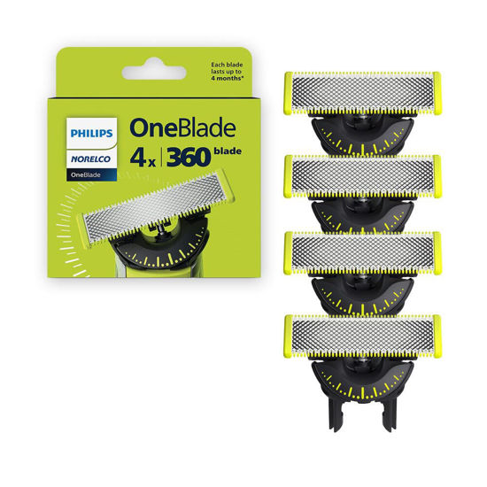 Picture of Philips Norelco OneBlade 360 Blades, Genuine Replacement Blades for OneBlade Electric Shaver and Trimmer, 4 Pack, QP440/80