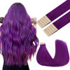 Picture of GOO GOO Tape in Hair Extensions Human Hair, Purple, 20inch 30g 10pcs, Colored Tape ins Human Hair Extensions, Silky&Soft Invisible Tape Ins, Hair Highlighted for Party