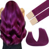 Picture of GOO GOO Tape in Hair Extensions Human Hair, Violet, 20inch 30g 10pcs, Colored Tape ins Human Hair Extensions, Silky&Soft Invisible Tape Ins, Hair Highlighted for Party