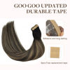 Picture of GOO GOO Tape in Hair Extensions Human Hair, 1B/16/1B Balayage Natural Black to Light Blonde, 14inch 50g 20pcs, Thick Ends Straight Seamless Tape in, Invisible Tape in Hair Extensions Human Hair