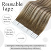 Picture of Full Shine Blonde Tape in Hair Extensions 16 Inch Tape in Extensions Real Human Hair Color 6 Fading to 6 Brown and 60 Platinum Blonde 50 Gram 20 Pcs Tape in Remy Hair Straight Tape Extensions