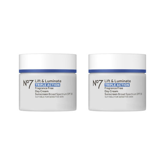 Picture of No7 Lift & Luminate Triple Action Fragrance Free Day Cream SPF 30 - Broad Spectrum Anti-Aging Face Cream - Hydrating Hibiscus Peptides & Hyaluronic Acid + Emblica & Vitamin C (2 pack, 1.69 Fl Oz each)