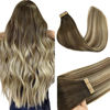 Picture of GOO GOO Tape in Hair Extensions Human Hair, 3/8/613 Balayage Walnut Brown to Ash Brown and Bleach Blonde, 14inch 50g 20pcs, Thick Ends Straight Seamless, Invisible Tape in Hair Extensions Human Hair