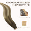 Picture of GOO GOO Tape in Hair Extensions Human Hair, 3/8/613 Balayage Walnut Brown to Ash Brown and Bleach Blonde, 14inch 50g 20pcs, Thick Ends Straight Seamless, Invisible Tape in Hair Extensions Human Hair