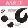 Picture of GOO GOO Tape in Hair Extensions Human Hair, 1B Natural black, 10inch 60g 40pcs, Thick Ends Straight Seamless Tape in, Invisible Tape in Hair Extensions Human Hair